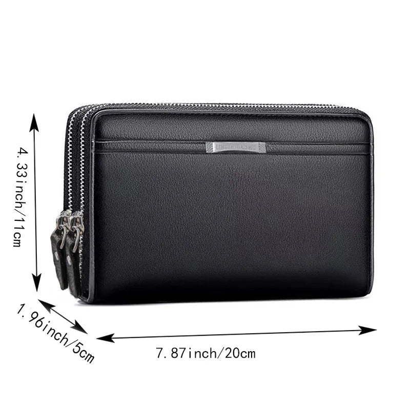 Leren clutch portemonnee - met organizer voor visitekaartjes en telefoon