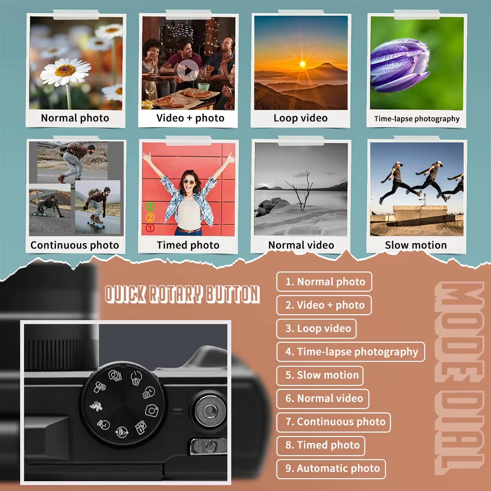 Caméra de vlogging 4K AC600 – 64 MP, zoom 18x, écran orientable