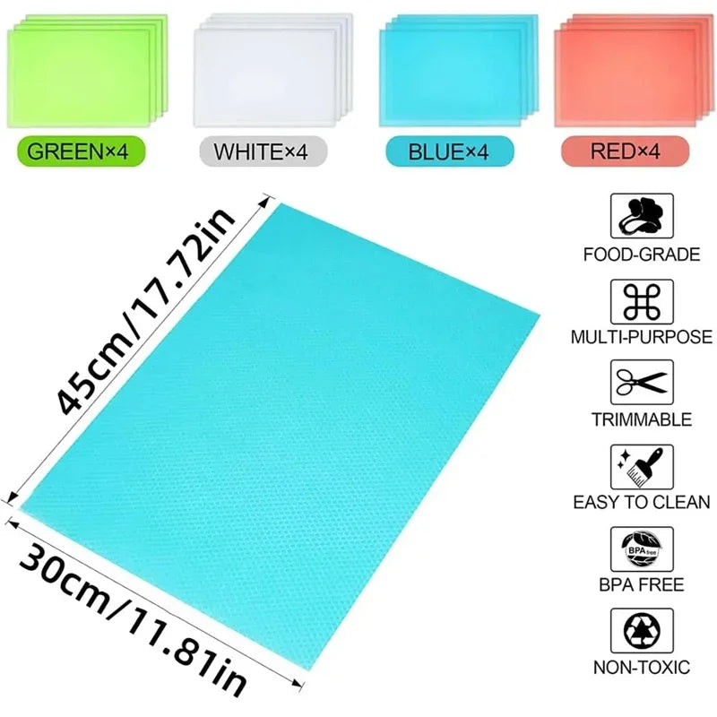 4PCS EVA Refrigerator Liner Mats – Waterproof Anti-Oil