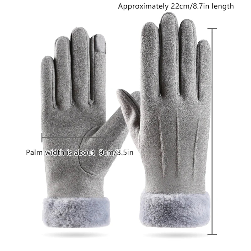 Gants d'hiver en daim – Doublés en peluche, compatibles avec les écrans tactiles et coupe-vent