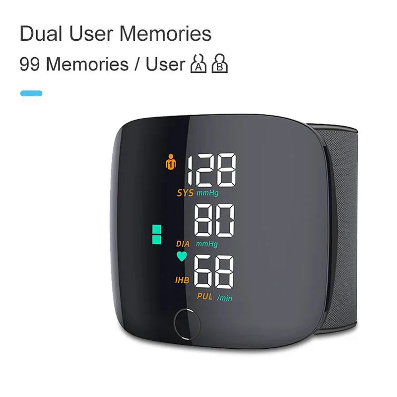 Tensiomètre de poignet rechargeable avec affichage numérique de la fréquence cardiaque et du pouls