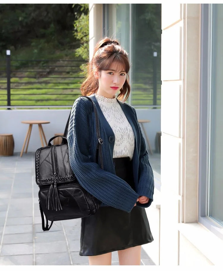 Sac à dos en cuir PU – Sac bandoulière de voyage tendance