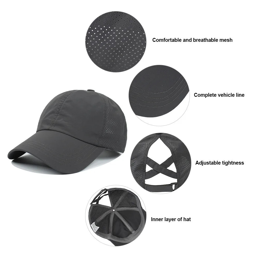 Summer Solid Color Baseball Cap – Women Ponytail Sports Cap