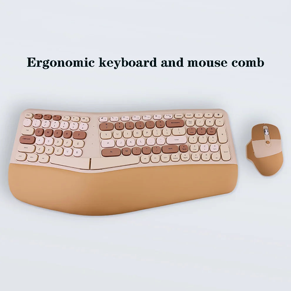 2.4G Wireless Ergonomic Keyboard – Split Arched Wrist Palm Rest