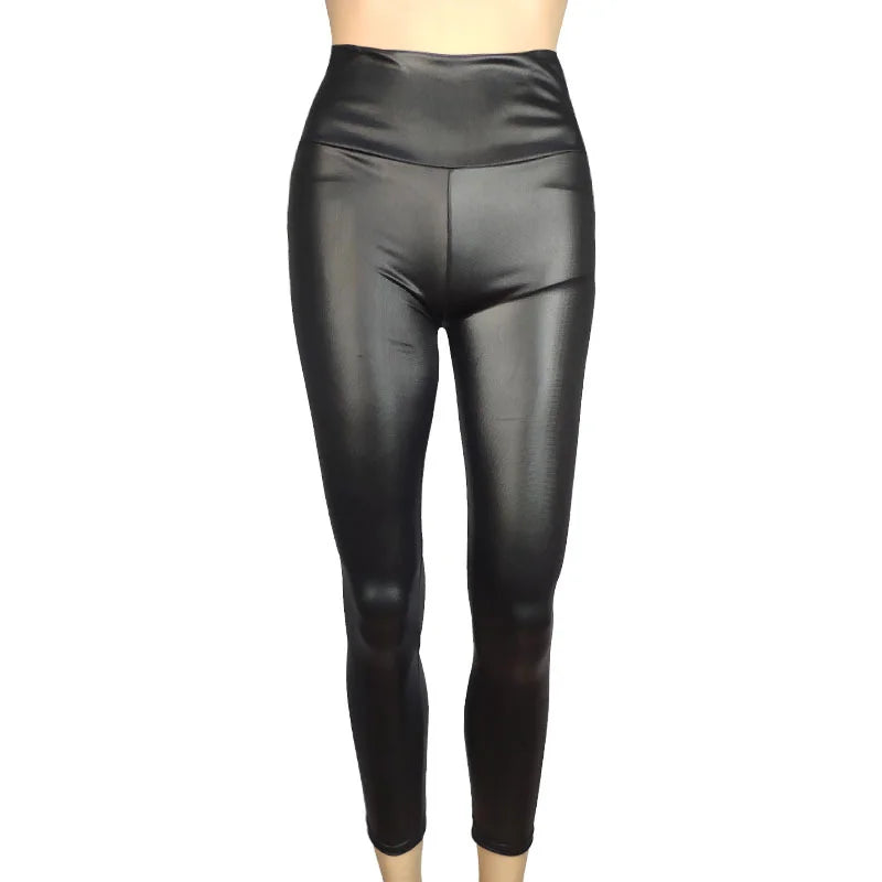 Trendy oversized dameslegging van PU-leer met hoge taille