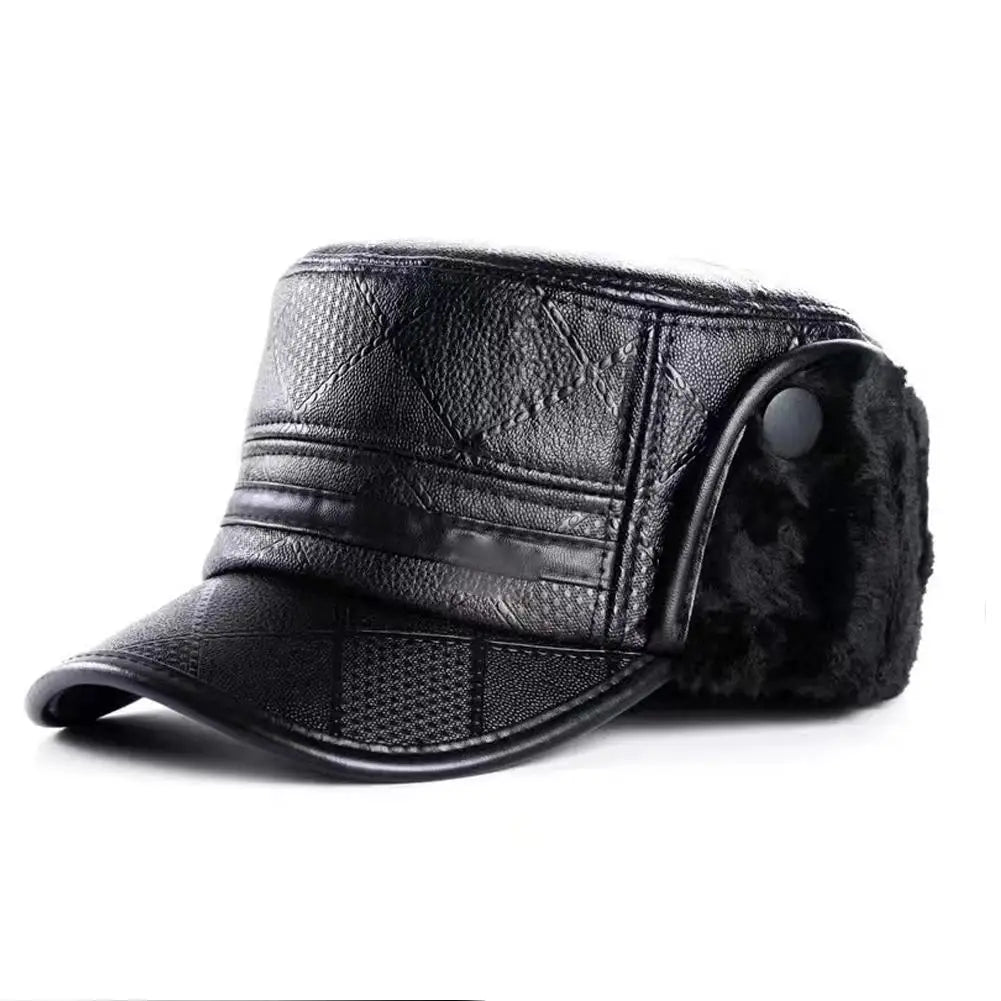 Bonnet d'hiver chaud pour homme – Doublure polaire avec cache-oreilles – Bonnet plat