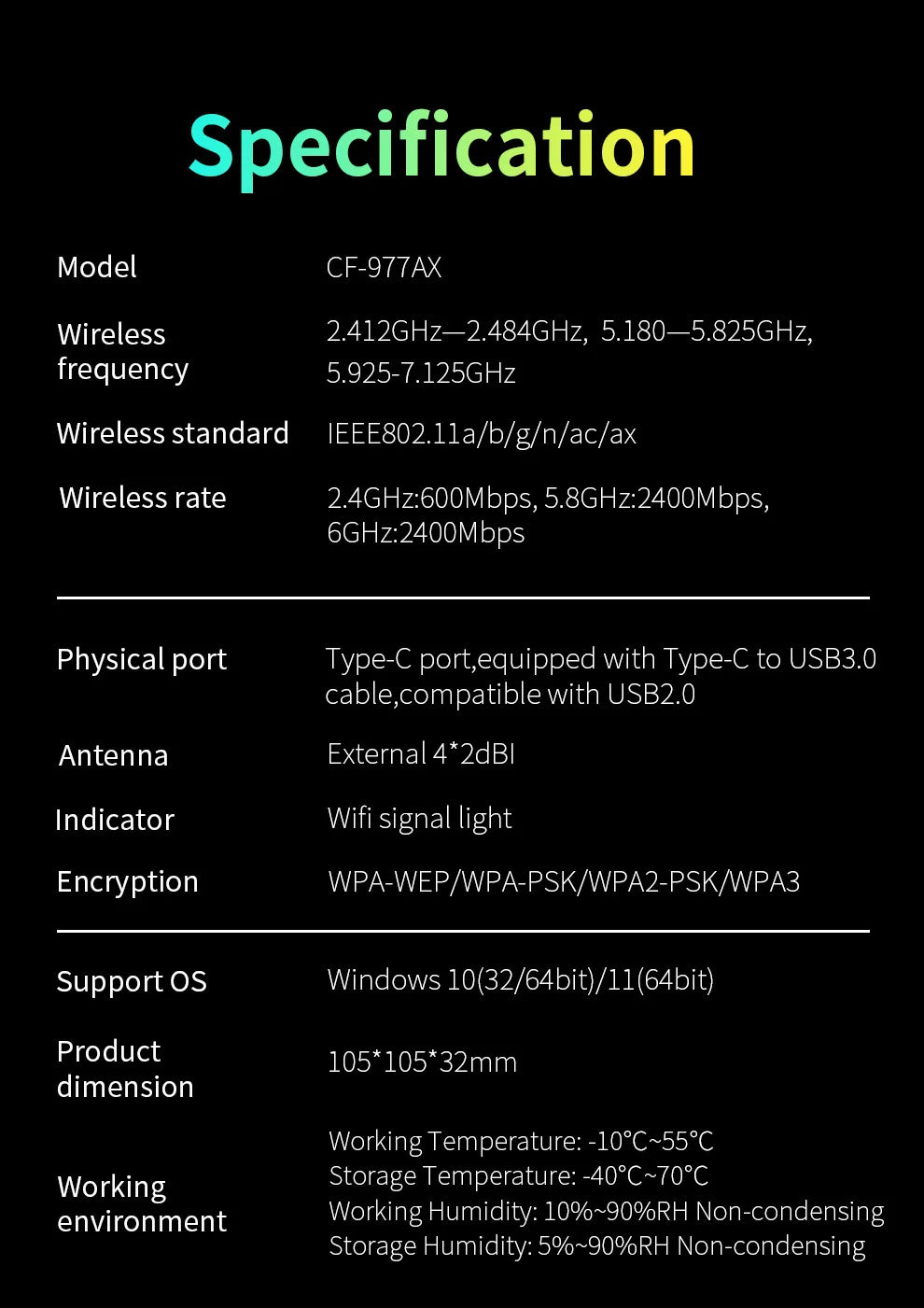 AX5400 WiFi 6 USB Adapter – 5374Mbps Wireless Receiver