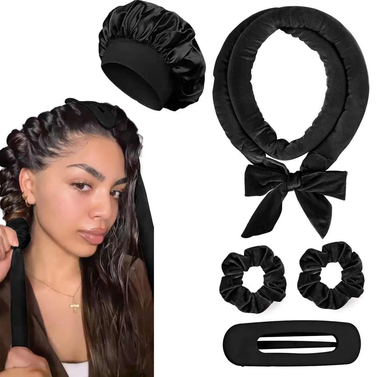 Heatless Hair Curlers & Satin Curling Headband