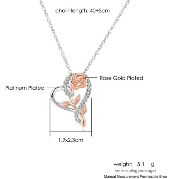 Fleur éternelle avec boîte à bijoux en forme de pomme et collier de rose de luxe