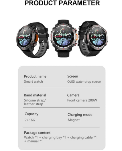 Luxe Ronde Smartwatch – Hartslag, GPS & SIM Optie