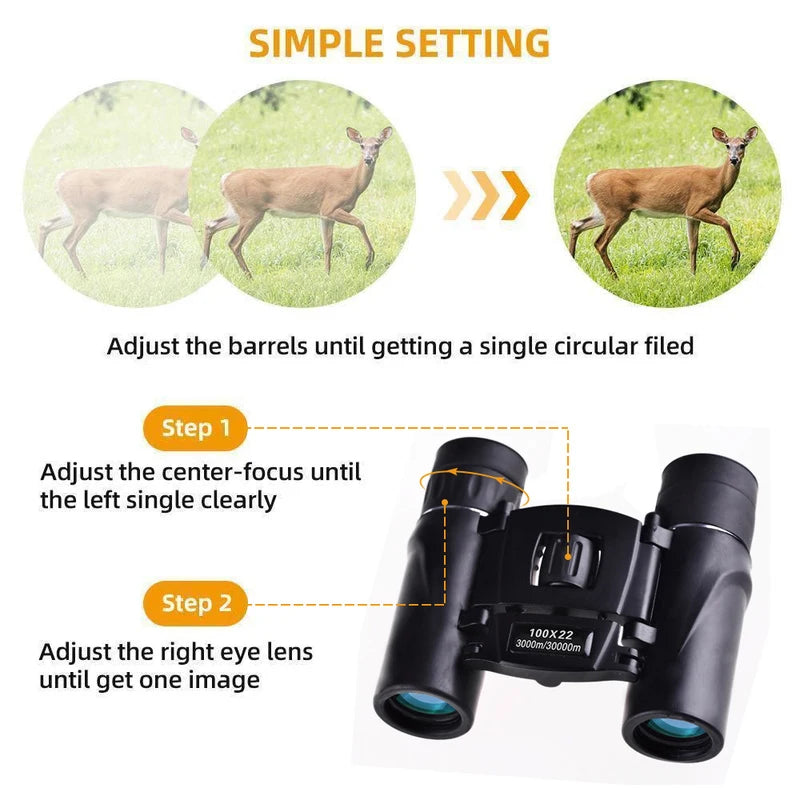 Compact HD Binoculars 100×22 – BAK4 Optics for Outdoor Use