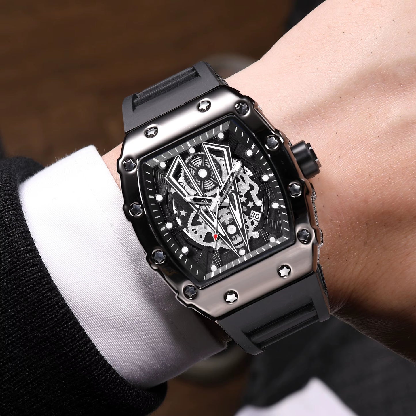 Montre connectée de luxe – Affichage numérique LED, mouvement à quartz, design hip-hop