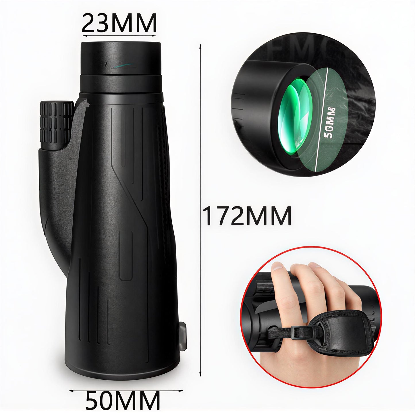 HD 12x50 Monocular Telescope – Handheld Portable