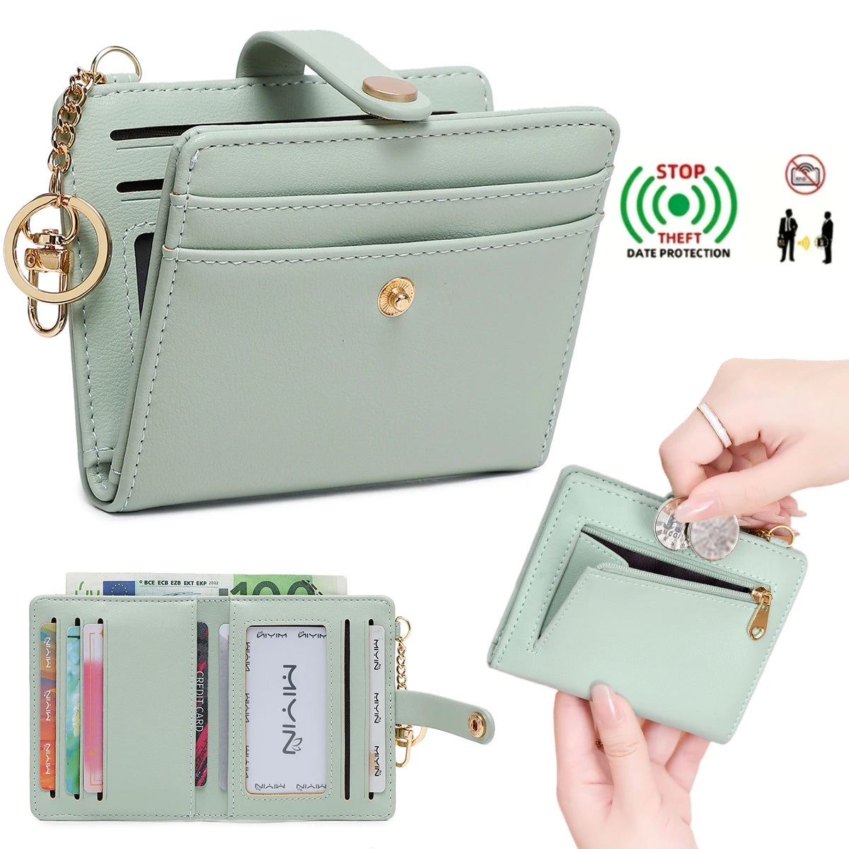 Portefeuille ultra-fin RFID pour femme – Porte-cartes pliable