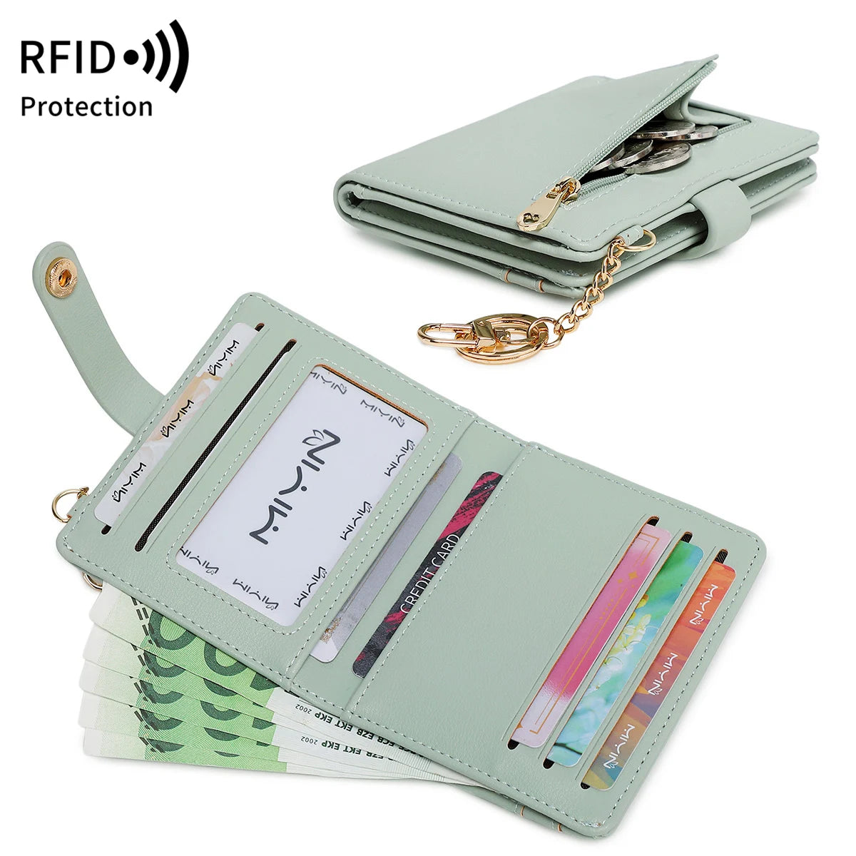 Portefeuille ultra-fin RFID pour femme – Porte-cartes pliable