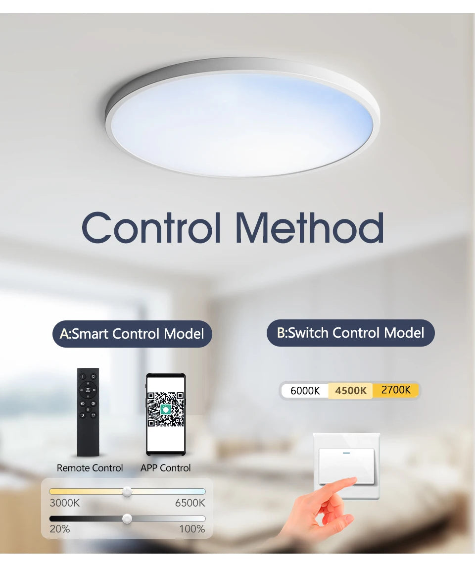 Slimme LED-plafondlamp – Maanlichtarmatuur voor de woonkamer