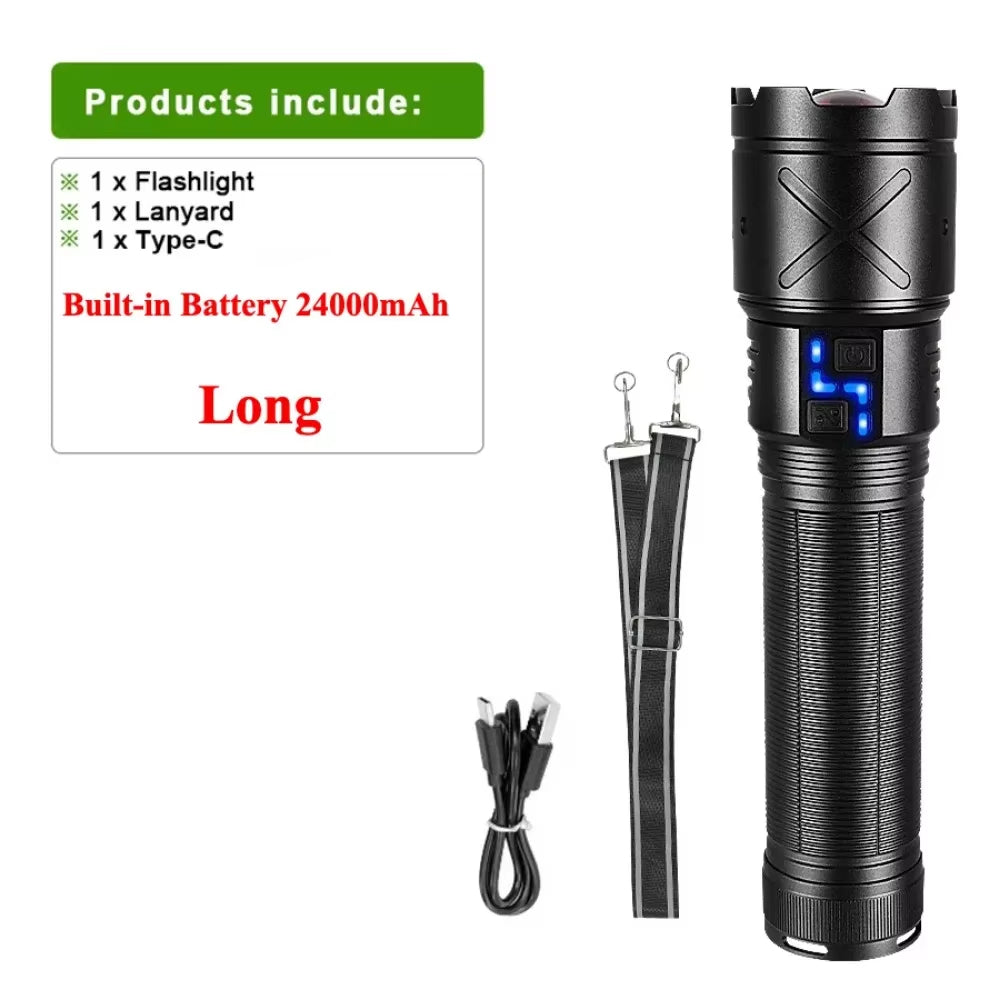 LED Flashlight – 3000m Tactical Zoomable Rechargeable Torch