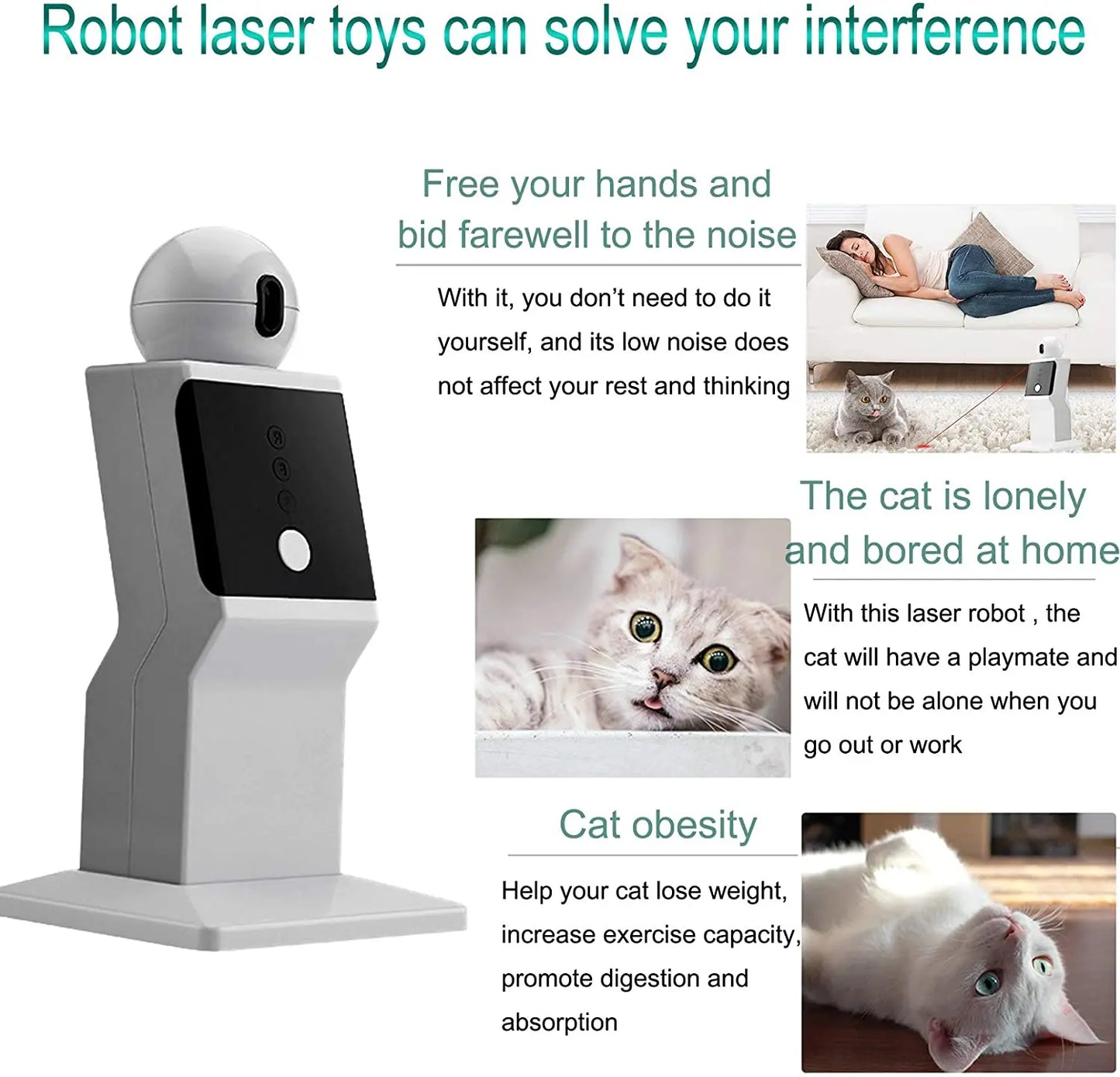 Jouet laser interactif automatique pour chat – Pointeur laser pour animaux à mouvement aléatoire