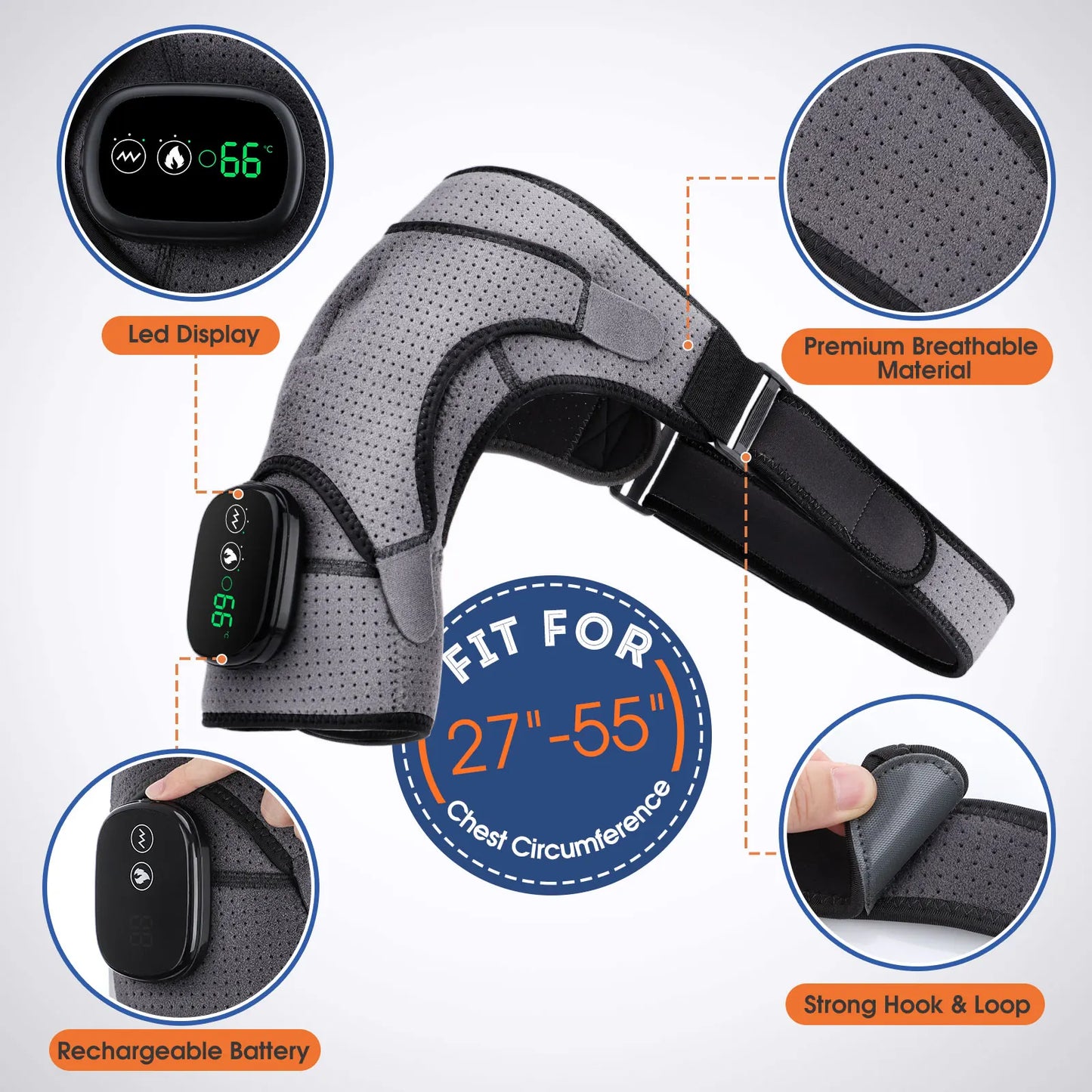 Electric Heating Shoulder Brace – LED Vibration Massage