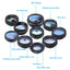 Kit d'objectifs universels 10 en 1 pour smartphone avec fisheye, grand angle et macro.