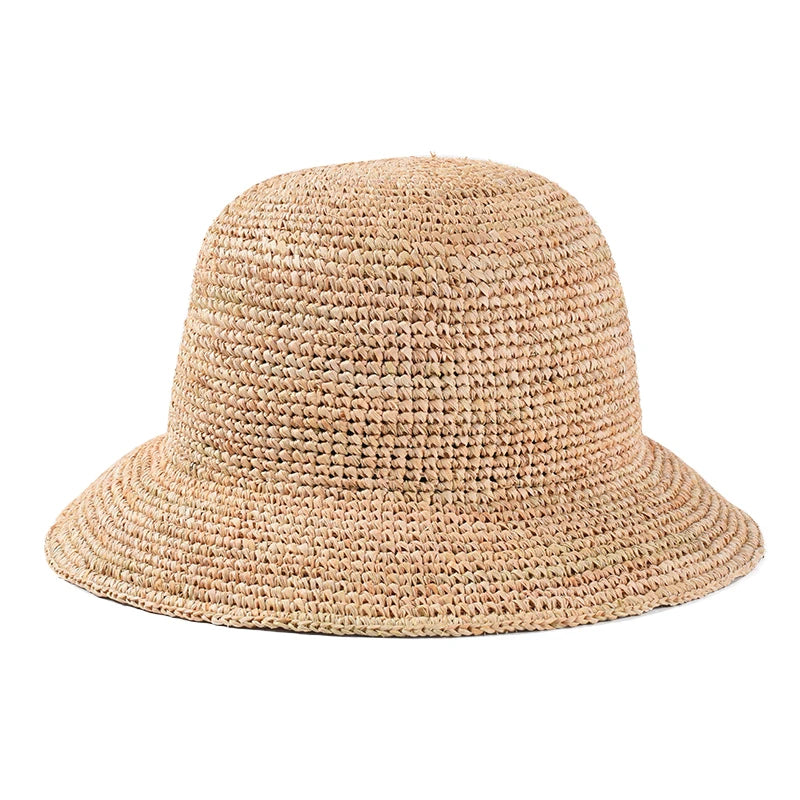 Chapeau de soleil en raphia pour femme – Plage en paille fait main