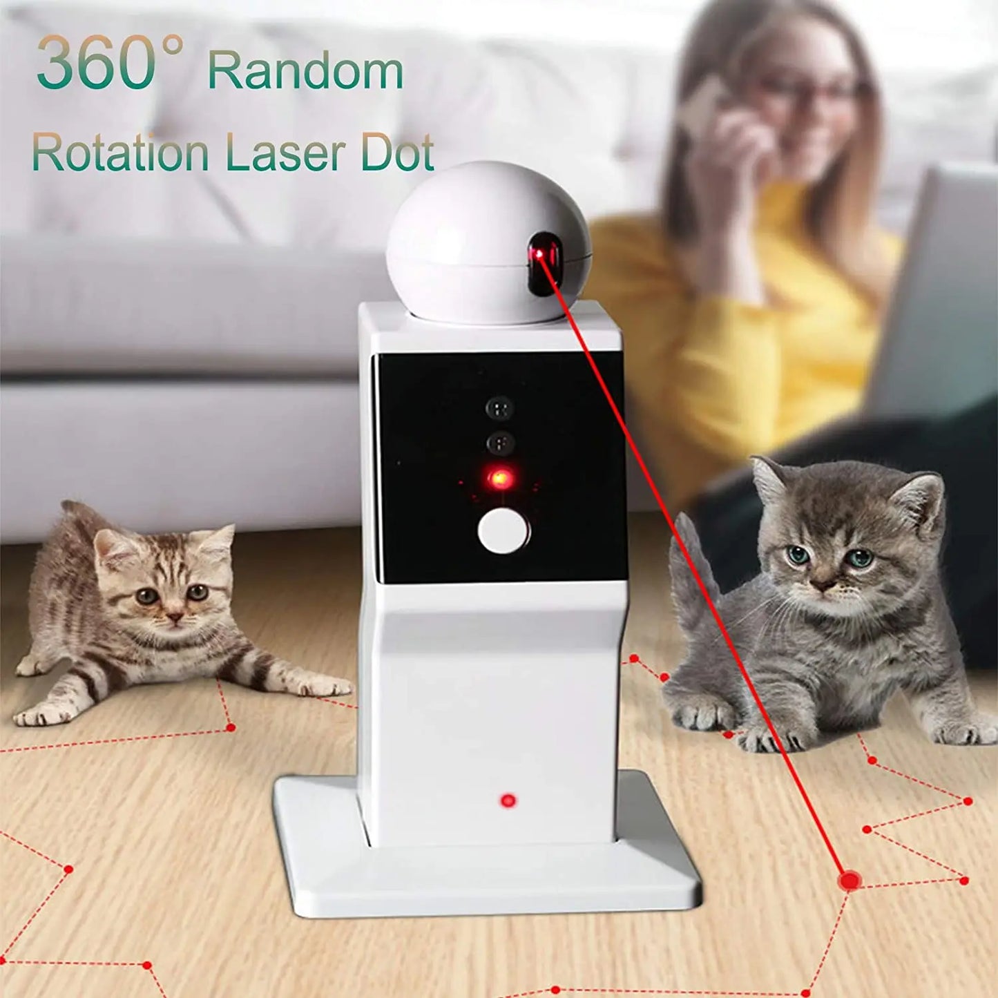 Jouet laser interactif automatique pour chat – Pointeur laser pour animaux à mouvement aléatoire