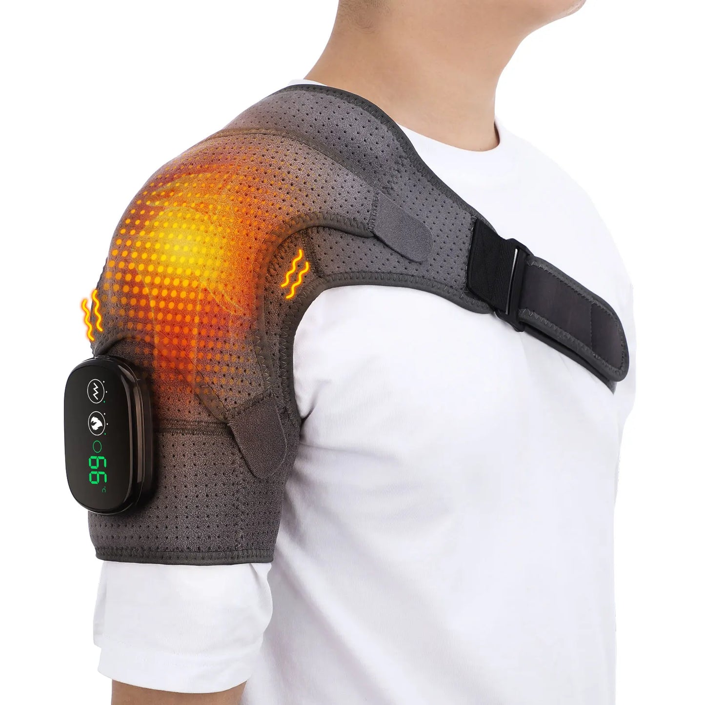 Electric Heating Shoulder Brace – LED Vibration Massage