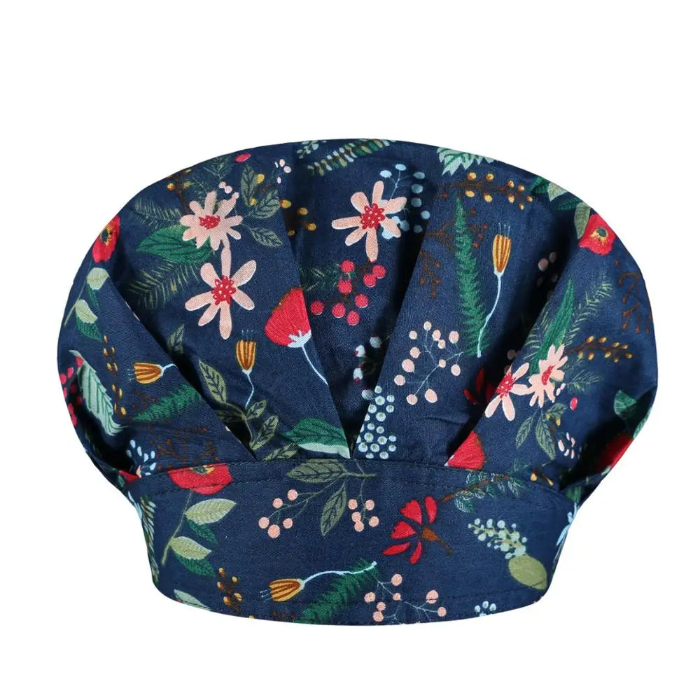 Printed Cotton Scrub Cap – Dust-Resistant Chef & Work Hat