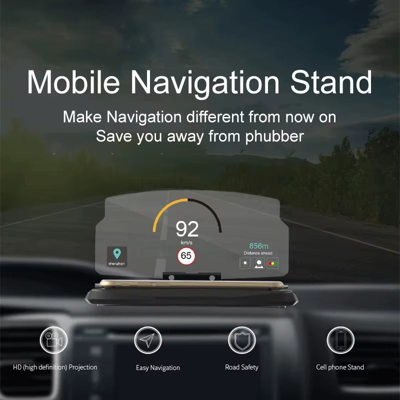Wireless HUD Mount – Phone Holder & Navigation Projector