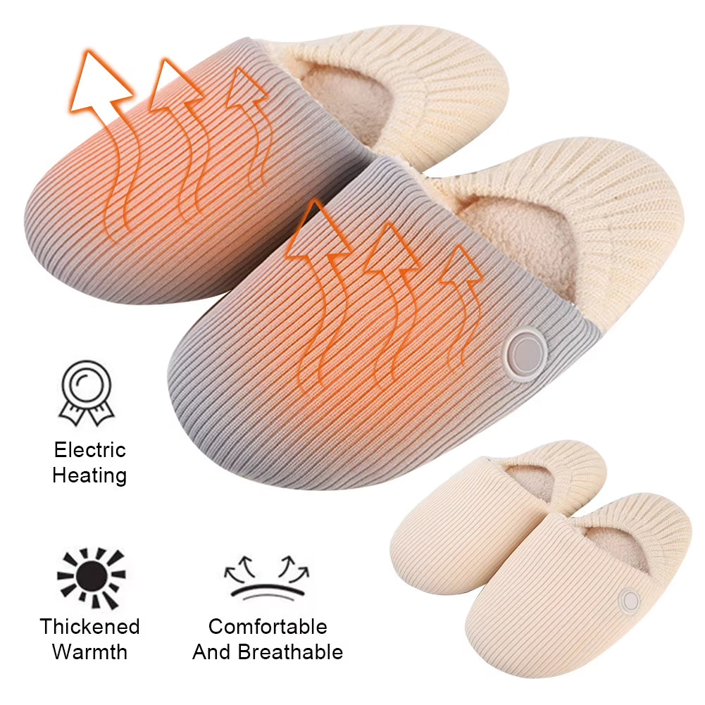 USB Electric Heated Slippers – Plush Warm Foot Warmer for Winter