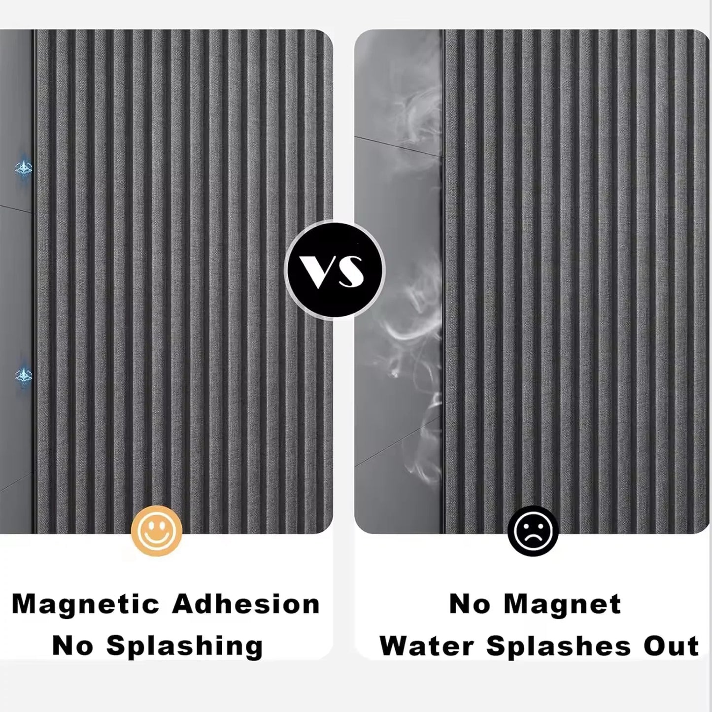 Rideau de Douche Pliable Magnétique en Lin Imperméable pour Douche à l'Italienne