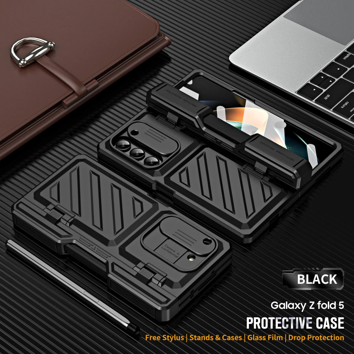Heavy-Duty TPU Fold Case – Screen Protector & Stylus