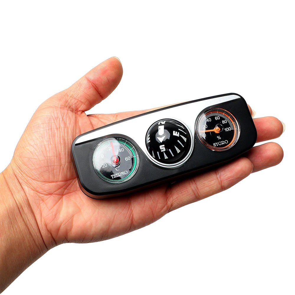 Ensemble d'accessoires de voiture 3 en 1 – Boussole, thermomètre et hygromètre