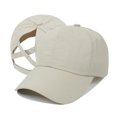 Summer Solid Color Baseball Cap – Women Ponytail Sports Cap