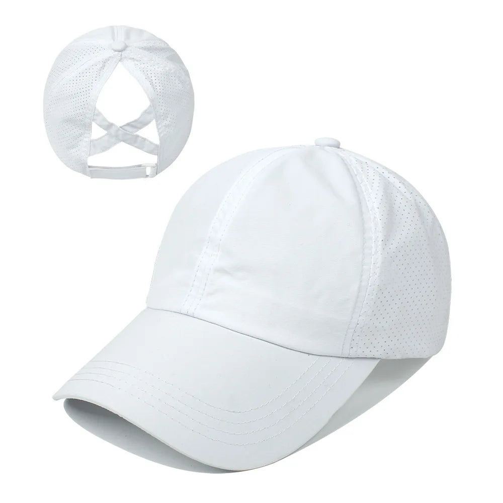 Summer Solid Color Baseball Cap – Women Ponytail Sports Cap