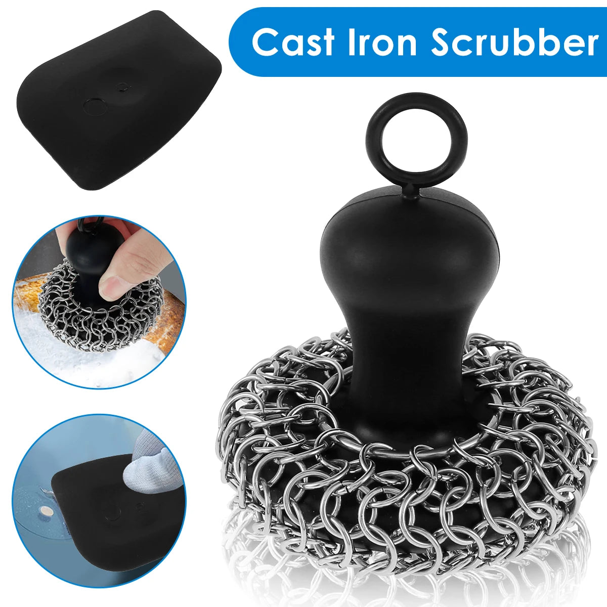 Cast Iron Cleaner Chainmail Scrubber – Grill Cleaning Tool