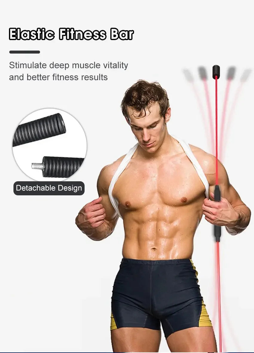 Elastic Fitness Bar – Vibrating Training Stick Yoga, Pilates