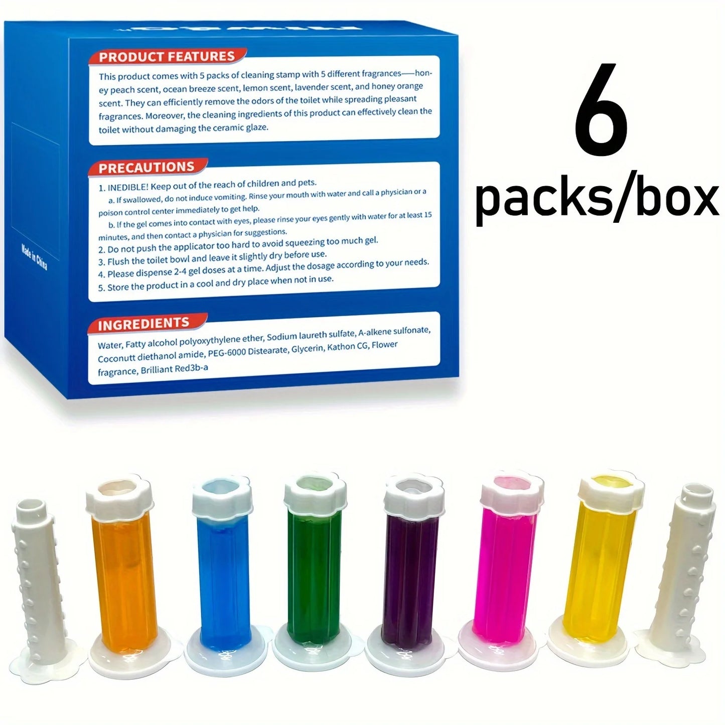 6PCS Floral Toilet Cleaning Gel – Long-Lasting Deodorizer