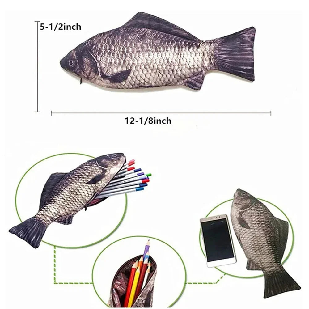 Realistic Carp Pencil Case – Fish-Shaped Makeup & School Bag