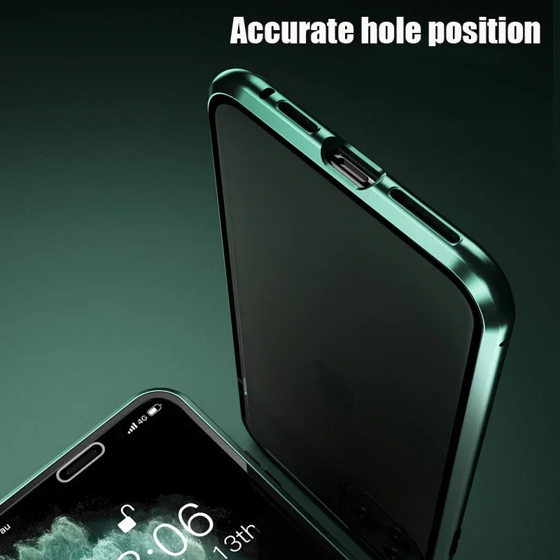 360° Magnetic Metal Phone Case – Double-Sided Glass