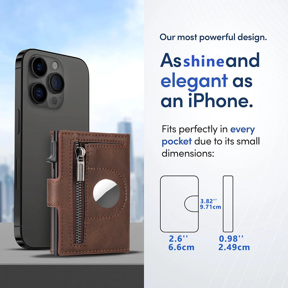Anti-Theft RFID Card Holder – Slim Aluminum Wallet with AirTag Slot