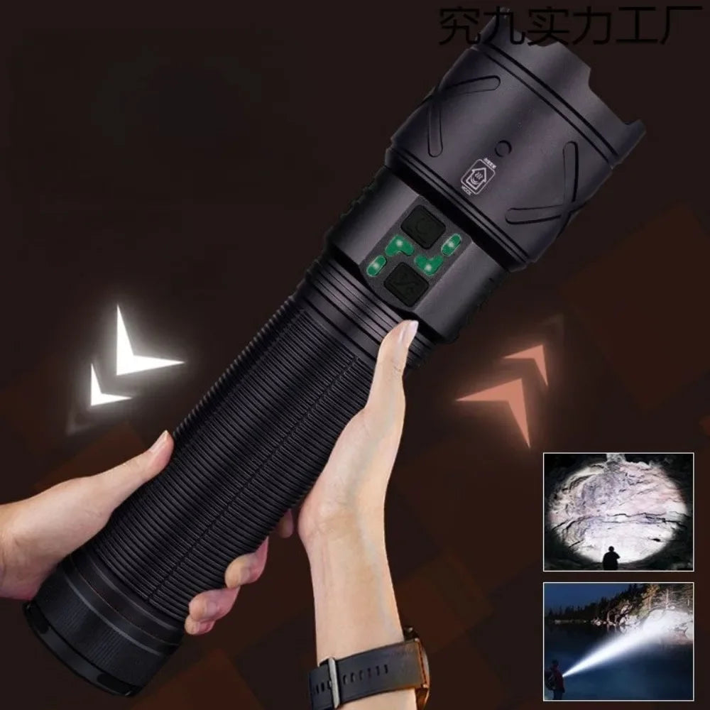 LED Flashlight – 3000m Tactical Zoomable Rechargeable Torch