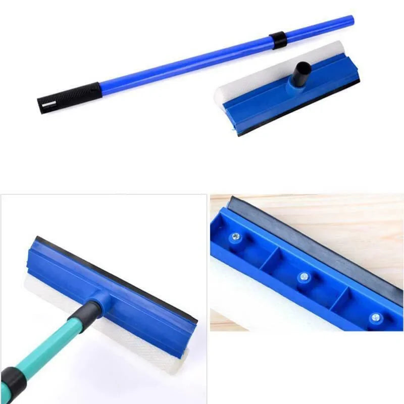 Nettoyeur de vitres télescopique 2 en 1 - Raclette et brosse éponge