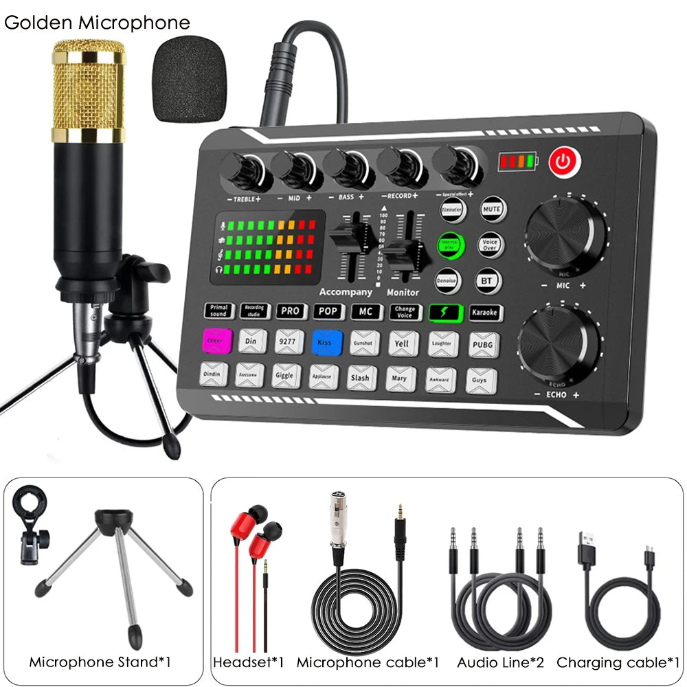 Microphone Set with Live Sound Card – Wireless Karaoke