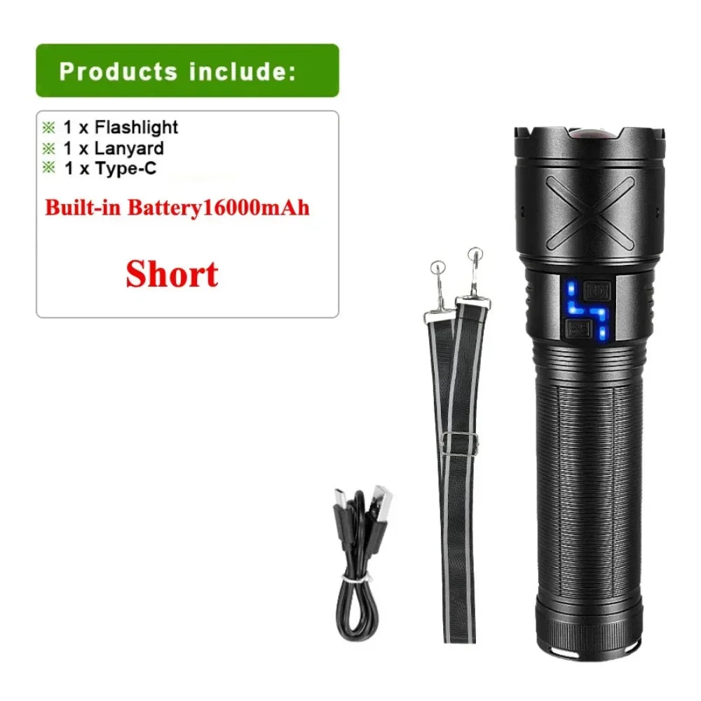 LED Flashlight – 3000m Tactical Zoomable Rechargeable Torch
