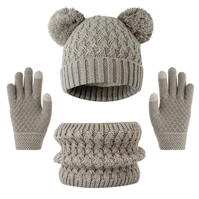 Children’s Winter Knitted Set – Hat, Scarf & Gloves Ages 3–12