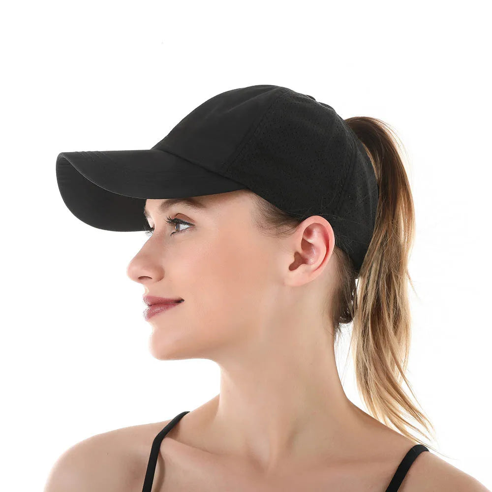 Summer Solid Color Baseball Cap – Women Ponytail Sports Cap