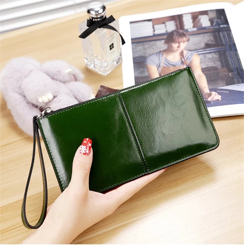 Dames lange portemonnee & clutch met rits – Multi-layer organizer