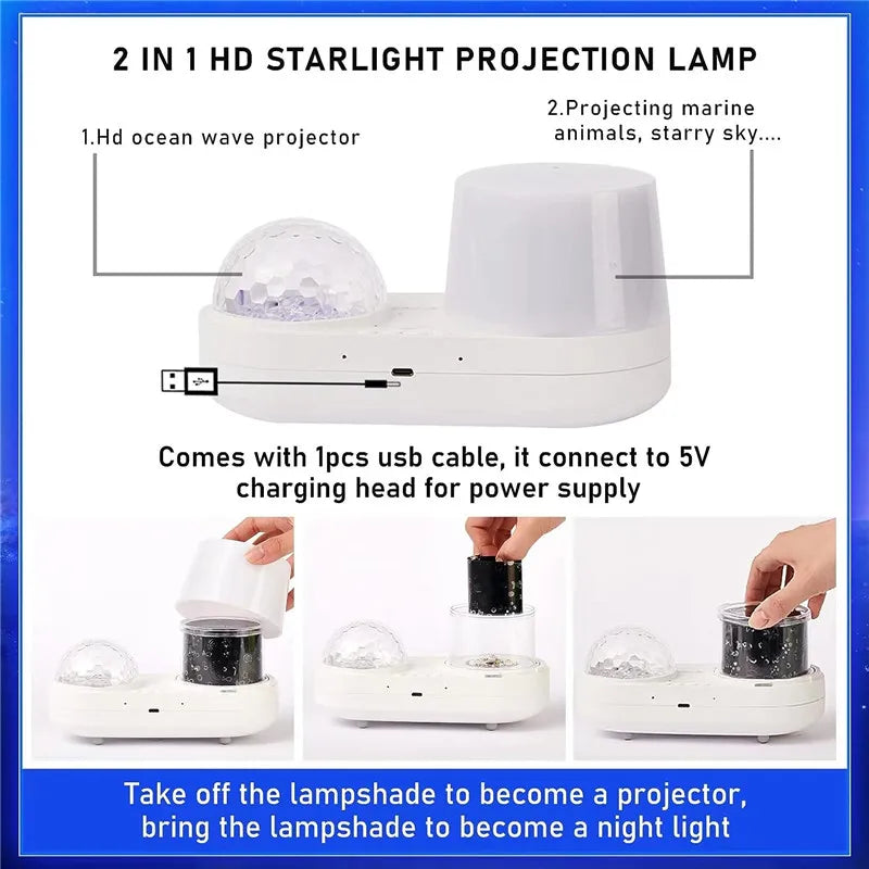 Galaxy Night Light Projector – Star & Ocean Wave Effects