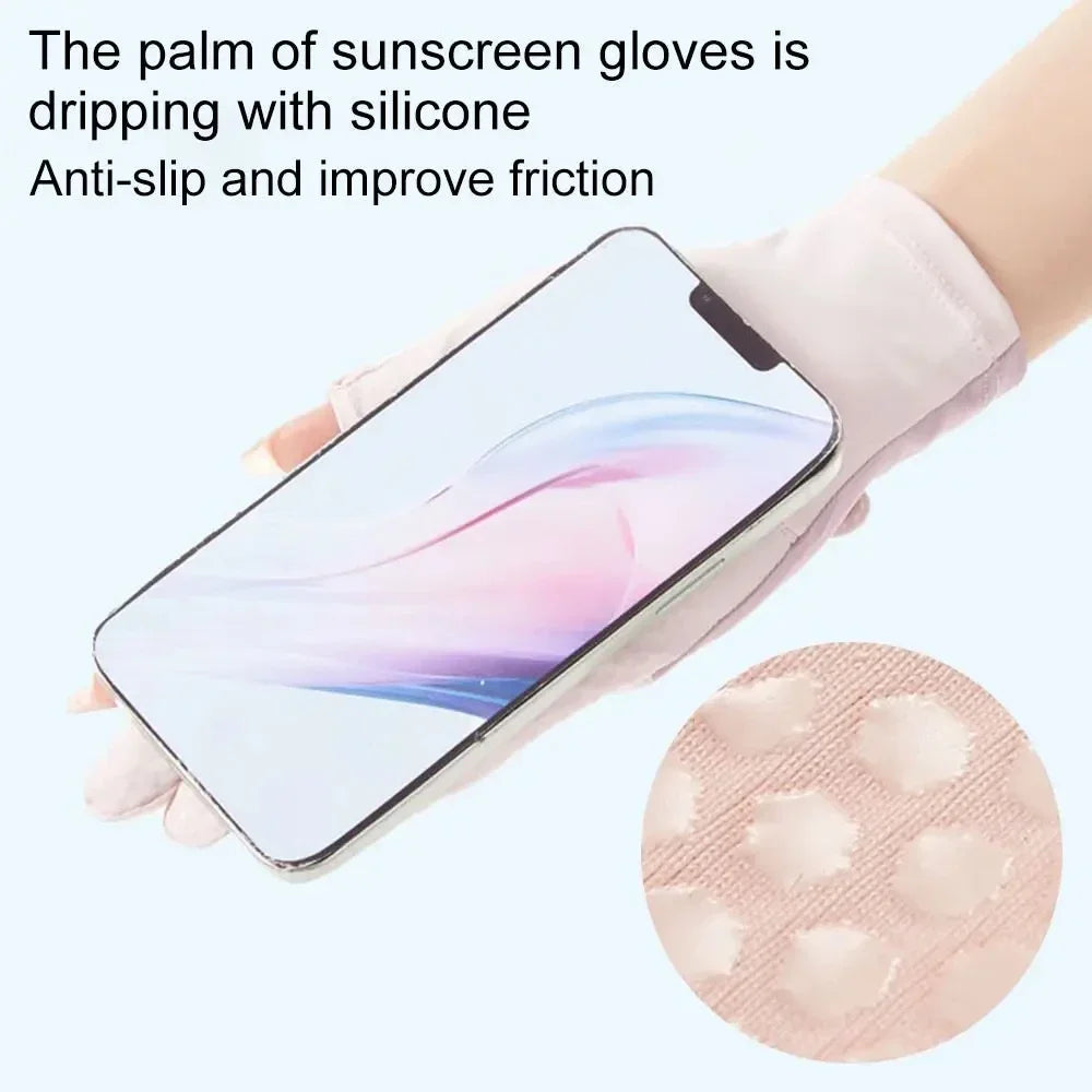Women’s UV-Protective Ice Silk Gloves – Lightweight Summer